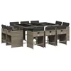 Image de vidaXL Ensemble à Manger de Jardin avec Coussins 11pcs, Chaises à Manger avec Accoudoirs, Ensemble de Meubles avec Table, Moderne, Gris Résine Tressée