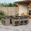 Image de vidaXL Ensemble à manger de jardin 11pcs avec coussins gris poly rotin