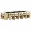 Image de vidaXL Ensemble à Manger de Jardin et Coussins 15 pcs, Chaises à Manger avec Accoudoirs, Ensemble de Meubles avec Table, Moderne, Beige Résine Tressée