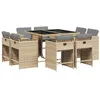 Image de vidaXL Ensemble à Manger de Jardin et Coussins 15 pcs, Chaises à Manger avec Table, Ensemble de Meubles, Moderne, Mélange Beige Résine Tressée