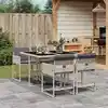 Image de vidaXL Ensemble à manger de jardin et coussins 5 pcs gris clair rotin
