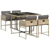 Image de vidaXL Ensemble à Manger de Jardin avec Coussins 5 pcs, Table et Chaises à Dossier Rabattable, Meubles d'Extérieur Patio Terrasse, Mélange Beige Résine Tressée