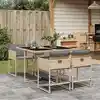 Image de vidaXL Ensemble à manger de jardin coussins 5 pcs mélange beige rotin