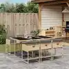 Image de vidaXL Ensemble à manger de jardin coussins 7 pcs mélange beige rotin
