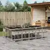 Image de vidaXL Ensemble à manger de jardin 11pcs avec coussins gris poly rotin