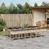 Image de vidaXL Ensemble à manger de jardin coussins 13 pcs mélange beige rotin