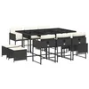 Image de vidaXL Ensemble à Manger de Jardin avec Coussins 11 pcs, Table et Chaises à Dossier Rabattable, Meubles d'Extérieur Patio Terrasse, Moderne, Noir Résine Tressée