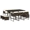 Image de vidaXL Ensemble à Manger de Jardin avec Coussins 11 pcs, Table et Chaises à Dossier Rabattable, Meubles d'Extérieur Patio Terrasse, Moderne, Marron Résine Tressée