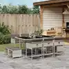 Image de vidaXL Ensemble à manger de jardin 11pcs avec coussins gris poly rotin
