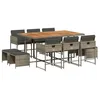 Image de vidaXL Ensemble à Manger de Jardin avec Coussins 11 pcs, Table et Chaises à Dossier Rabattable, Meubles d'Extérieur Patio Terrasse, Moderne, Gris Résine Tressée