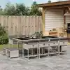 Image de vidaXL Ensemble à manger de jardin et coussins 13 pcs gris clair rotin