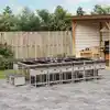 Image de vidaXL Ensemble à manger de jardin et coussins 17 pcs gris clair rotin