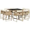 Image de vidaXL Ensemble à Manger de Jardin avec Coussins 9 pcs, Table et Chaises à Dossier Rabattable, Meubles d'Extérieur Patio Terrasse, Moderne, Beige Résine Tressée