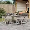 Image de vidaXL Ensemble à manger de jardin et coussins 9 pcs gris clair rotin