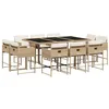 Image de vidaXL Ensemble à Manger de Jardin avec Coussins 11 pcs, Table et Chaises à Dossier Rabattable, Meubles d'Extérieur Patio Terrasse, Moderne, Beige Résine Tressée