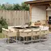 Image de vidaXL Ensemble à manger de jardin et coussins 11 pcs beige poly rotin
