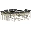 Image de vidaXL Ensemble à Manger de Jardin avec Coussins 11 pcs, Table et Chaise de Terrasse, Meubles de Patio, Mobilier d'Extérieur, Gris Résine Tressée
