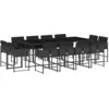 Image de vidaXL Ensemble à Manger de Jardin avec Coussins 13 pcs, Table et Chaises à Dossier Rabattable, Meubles d'Extérieur Patio Terrasse, Moderne, Noir Résine Tressée