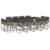Image de vidaXL Ensemble à Manger de Jardin avec Coussins 13 pcs, Table et Chaises à Dossier Rabattable, Meubles d'Extérieur Patio Terrasse, Moderne, Gris Résine Tressée