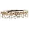 Image de vidaXL Ensemble à Manger de Jardin avec Coussins 13 pcs, Table et Chaises à Dossier Rabattable, Meubles d'Extérieur Patio Terrasse, Moderne, Beige Résine Tressée