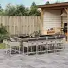 Image de vidaXL Ensemble à manger de jardin et coussins 13 pcs gris clair rotin