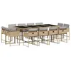 Image de vidaXL Ensemble à Manger de Jardin avec Coussins 13 pcs, Table et Chaises à Dossier Rabattable, Meubles d'Extérieur Patio Terrasse, Moderne, Mélange Beige Résine Tressée
