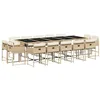 Image de vidaXL Ensemble à Manger de Jardin avec Coussins 15 pcs, Table et Chaises à Dossier Rabattable, Meubles d'Extérieur Patio Terrasse, Moderne, Beige Résine Tressée