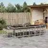 Image de vidaXL Ensemble à manger de jardin et coussins 15 pcs gris clair rotin