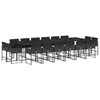 Image de vidaXL Ensemble à Manger de Jardin avec Coussins 17 pcs, Table et Chaises à Dossier Rabattable, Meubles d'Extérieur Patio Terrasse, Moderne, Noir Résine Tressée