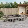 Image de vidaXL Ensemble à manger de jardin et coussins 17 pcs gris clair rotin