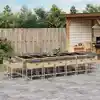 Image de vidaXL Ensemble à manger de jardin et coussins 17 pcs mélange beige