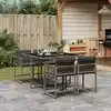 Image de vidaXL Ensemble à manger de jardin 5 pcs coussins gris résine tressée