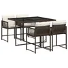 Image de vidaXL Ensemble à Manger de Jardin avec Coussins 5 pcs, Table et Chaises à Dossier Rabattable, Meubles d'Extérieur Patio Terrasse, Moderne, Marron Résine Tressée