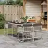 Image de vidaXL Ensemble à manger de jardin et coussins 5 pcs gris clair rotin