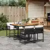 Image de vidaXL Ensemble à manger de jardin coussins 5pcs Noir Résine tressée