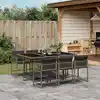 Image de vidaXL Ensemble à manger de jardin et coussins 7 pcs gris rotin