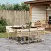 Image de vidaXL Ensemble à manger de jardin et coussins 7 pcs beige poly rotin