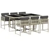 Image de vidaXL Ensemble à Manger de Jardin avec Coussins 7 pcs, Table et Chaise de Terrasse, Meubles de Patio, Mobilier d'Extérieur, Gris Clair Résine Tressée