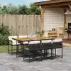 Image de vidaXL Ensemble à manger de jardin coussins 7pcs Noir Résine tressée