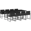 Image de vidaXL Ensemble à Manger de Jardin avec Coussins 9 pcs, Table et Chaises à Dossier Rabattable, Meubles d'Extérieur Patio Terrasse, Moderne, Noir Résine Tressée