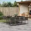 Image de vidaXL Ensemble à manger de jardin 9 pcs coussins gris résine tressée