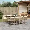 Image de vidaXL Ensemble à manger de jardin et coussins 9 pcs beige Poly rotin