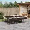 Image de vidaXL Ensemble à manger de jardin et coussins 11 pcs marron rotin