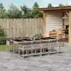 Image de vidaXL Ensemble à manger de jardin 11pcs avec coussins gris poly rotin