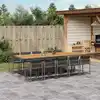 Image de vidaXL Ensemble à manger de jardin 11pcs avec coussins gris poly rotin