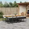 Image de vidaXL Ensemble à manger de jardin 11 pcs coussins noir résine tressée