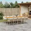 Image de vidaXL Ensemble à manger de jardin et coussins 11 pcs beige poly rotin