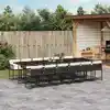 Image de vidaXL Ensemble à manger de jardin avec coussins 13 pcs marron rotin