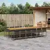 Image de vidaXL Ensemble à manger de jardin coussins 13 pcs gris résine tressée