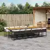 Image de vidaXL Ensemble à manger de jardin 13 pcs coussins noir résine tressée